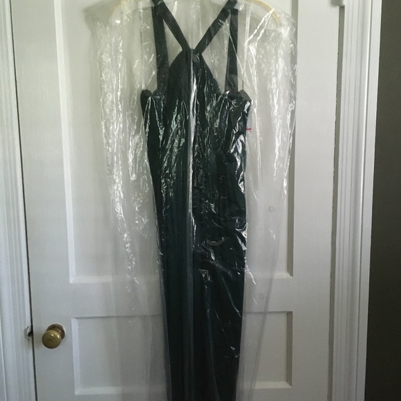 Y Neck Long Mesh Dress, 4, Juniper Green, NWT - Picture 4 of 15